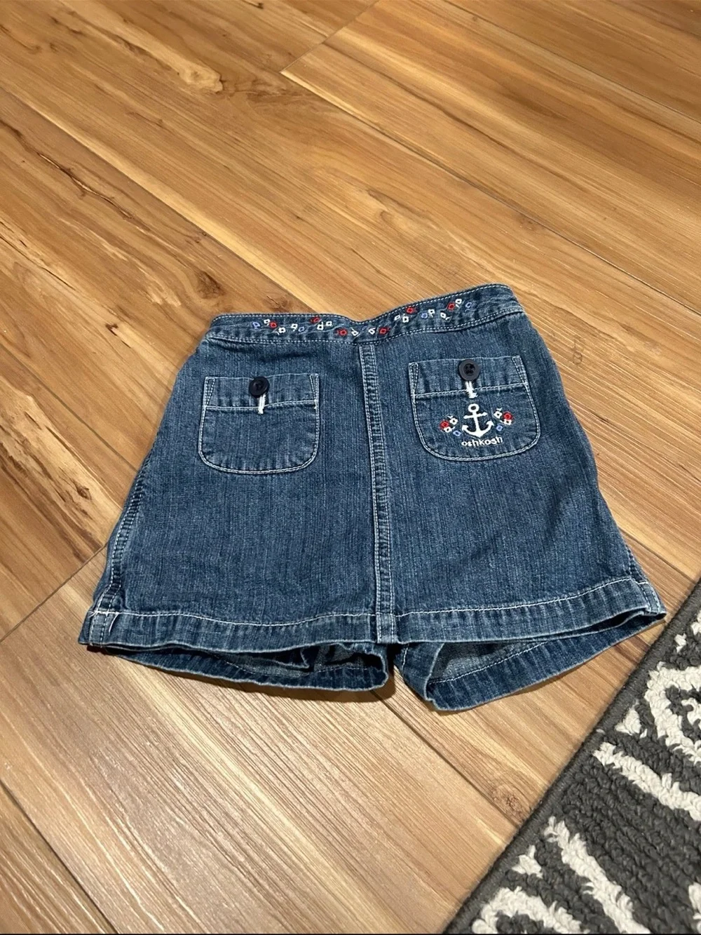 OshKosh B'gosh Navy Denim Shorts with Anchor Pocket Embroidery Size 5